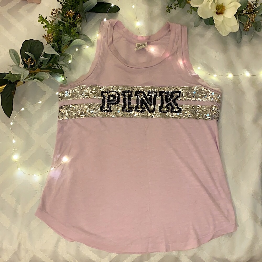 PINK Sequin Tank in Lavender
